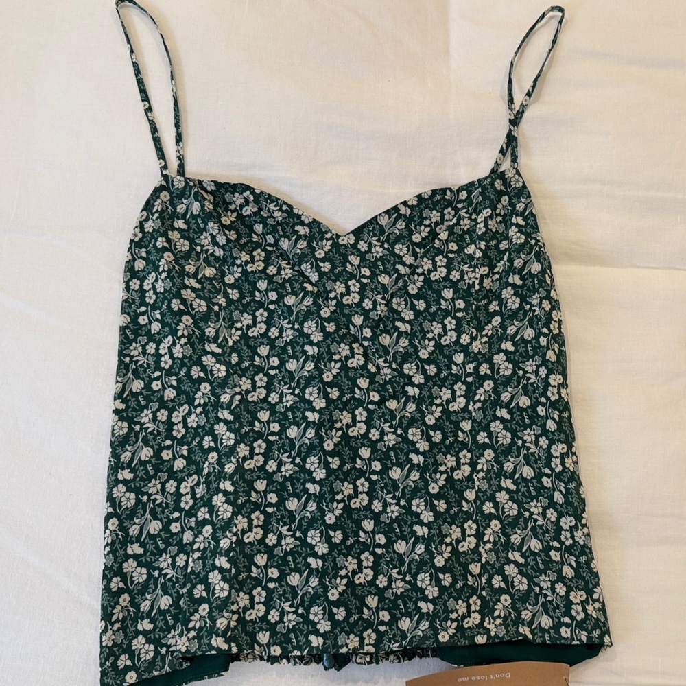 Reformation Green Floral Tank Top